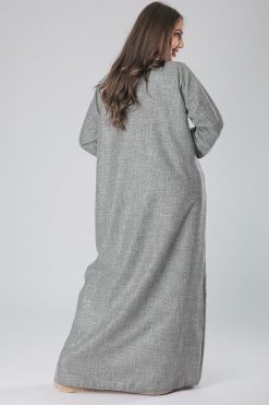 MOIAM40056 3 Grey Designer Stitches Abaya