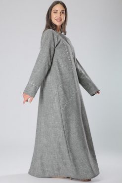 MOIAM40056 2 Grey Designer Stitches Abaya