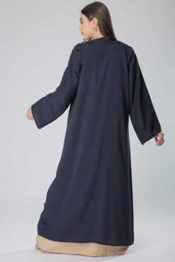 MOIAM40055 3 Navy Abaya with Embroidery