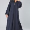 Navy Abaya with Embroidery