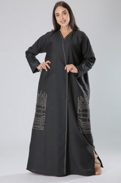 Black Abaya with  Thread Embroidery