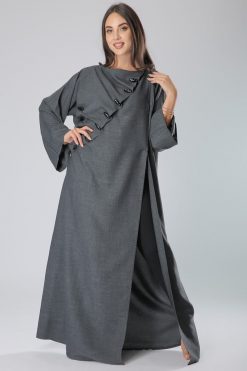 Grey Abaya with Buttons