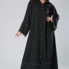 Cloth Buttons Lace Abaya
