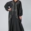 Crepe Black Abaya with Embroidery