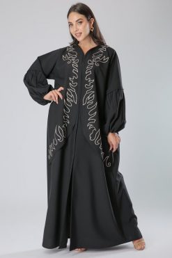 Crepe Black Abaya with Embroidery