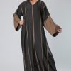 Black Abaya with brown piping
