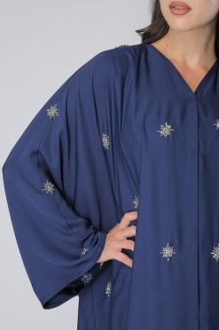 MOIS40028 4 Sequins Embellished Blue Abaya