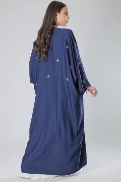 MOIS40028 3 Sequins Embellished Blue Abaya