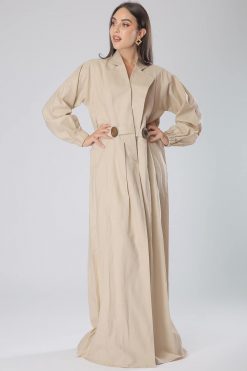 Western Style Beige Abaya Coat
