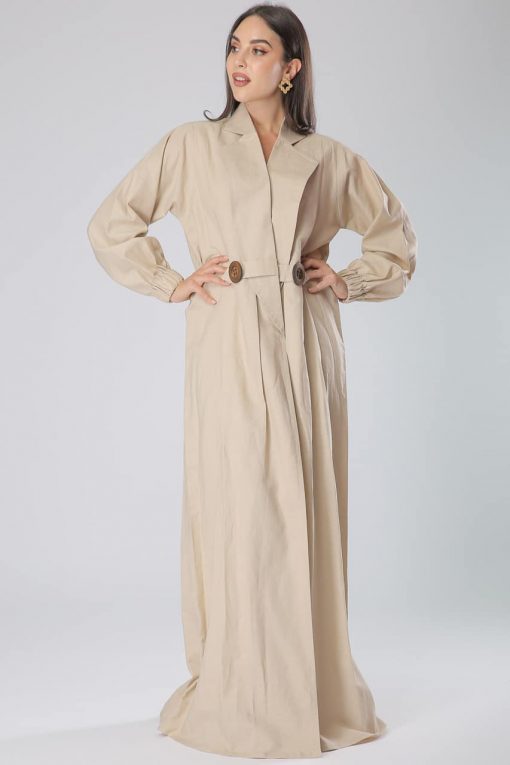 Western Style Beige Abaya Coat