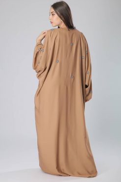 MOIS40025 3 Sequins Embellished Beige Abaya