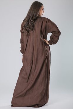 MOIS40024 3 Western Style Brown Abaya Coat