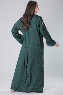 MOIS40023 3 Trimmed Lace Green Abaya Dress