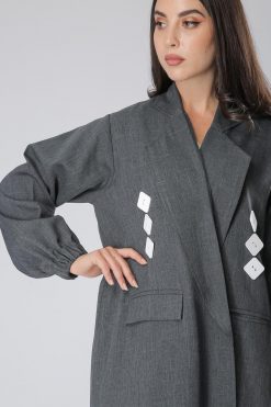 MOIS40022 4 Grey Coat Abaya Dress