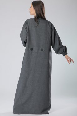 MOIS40022 3 Grey Coat Abaya Dress