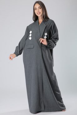 Grey Coat Abaya Dress