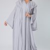 Bell Sleeves Knotted Layer Grey Abaya