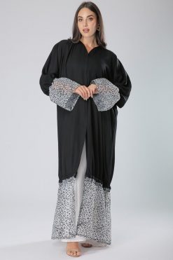 MOIS40019 4 Leopard Print Black Abaya