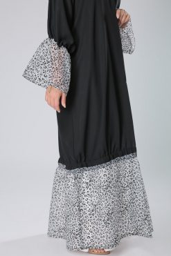 MOIS40019 3 Leopard Print Black Abaya