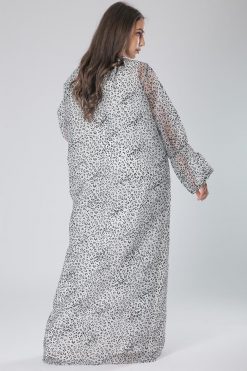 MOIS40018 3 Mesh Leopard Print Abaya