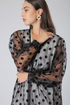 MOIS40017 4 Sheer Polka dots Abaya
