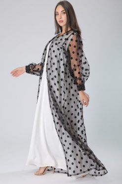 MOIS40017 2 Sheer Polka dots Abaya
