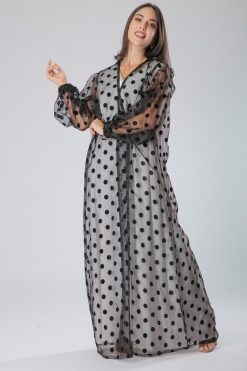 Sheer Polka dots Abaya