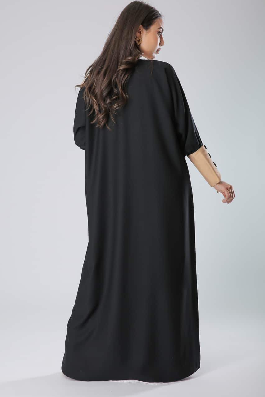 Beige and Black Fusion Abaya - Heracloset Online