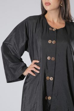 Floral Buttoned Front Abaya 7 MOIS40015 4 Floral Buttoned Front Abaya