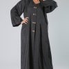 Floral Buttoned Front Abaya