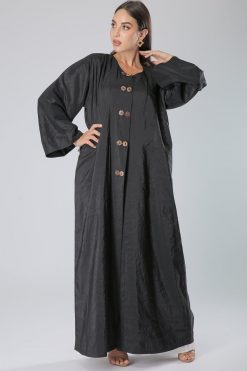 Floral Buttoned Front Abaya