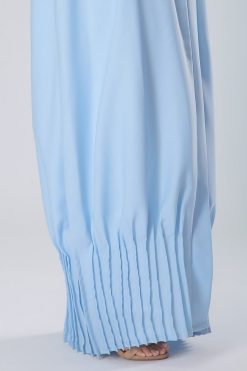 MOIS40014 4 Pleated Sky Blue Abaya