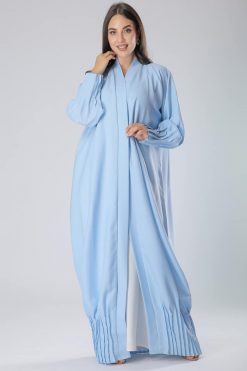Pleated Sky Blue Abaya