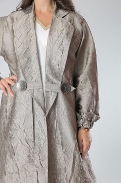 MOIS40002 5 Golden Metallic Shine Crushed Abaya