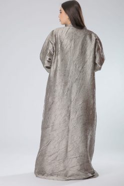 MOIS40002 3 Golden Metallic Shine Crushed Abaya