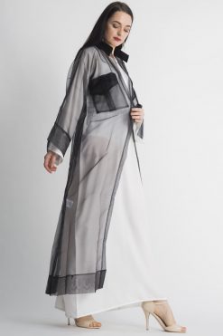 MOIAP60079 3 Long Shirt Style Sheer Abaya