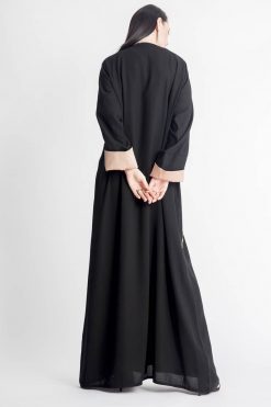MOIAP60075 3 Gold Leaf Embroidery Abaya