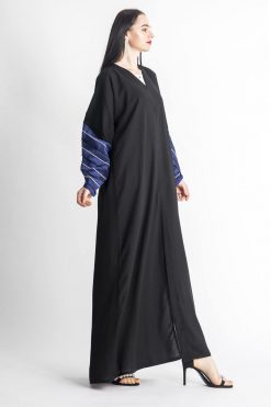 MOIAP60069 3 Black Abaya with Embroidered Cuffs