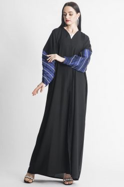 Black Abaya with Embroidered Cuffs