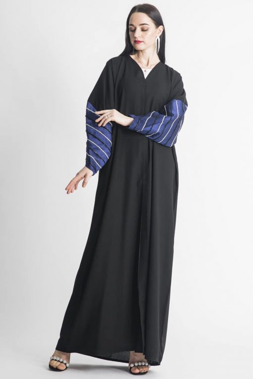 Black Abaya with Embroidered Cuffs