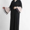 Bell Sleeves Abaya with Golden Embroidery