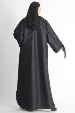 عباية سوداء بطبقات مزخرفة 14 MOIAP60063 2 Piping Layered Black Abaya