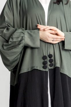 MOIAP60060 4 Sea Green Front Open Abaya