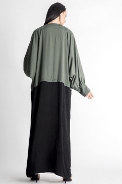 MOIAP60060 3 Sea Green Front Open Abaya