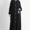 White Beaded Motif Embroidery Abaya