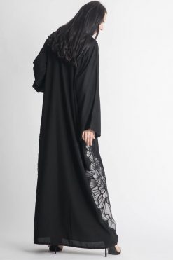 MOIAP60058 3 Floral Sheer Embroidery Abaya