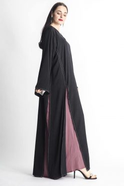 MOIAP60056 3 Flowy Pink Abaya