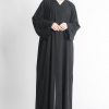 Black Leaf Embroidery Abaya