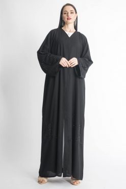 Black Leaf Embroidery Abaya