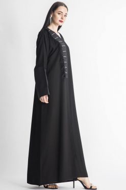MOIAP60047 3 Front Fringe Bead Embroidery Abaya